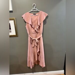 Sleeveless V Neck Dress - Pink Large